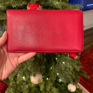 Chanel Classic Long Wallet Red Caviar Leather Gold CC Logo